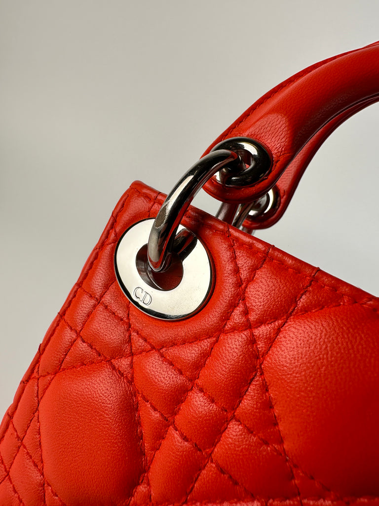 Dior Cannage Quilted Lambskin Nano Lady Dior Orange