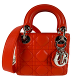 Dior Cannage Quilted Lambskin Nano Lady Dior Orange