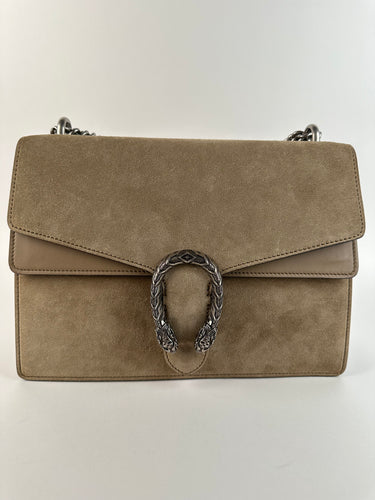 Gucci Suede Medium Dionysus Shoulder Bag Taupe
