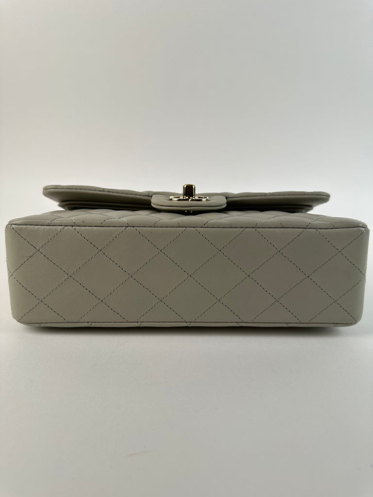 Chanel Lambskin Quilted Small Classic Double Flap Light Grey