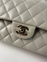 Load image into Gallery viewer, Chanel Lambskin Quilted Small Classic Double Flap Light Grey