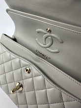 Load image into Gallery viewer, Chanel Lambskin Quilted Small Classic Double Flap Light Grey