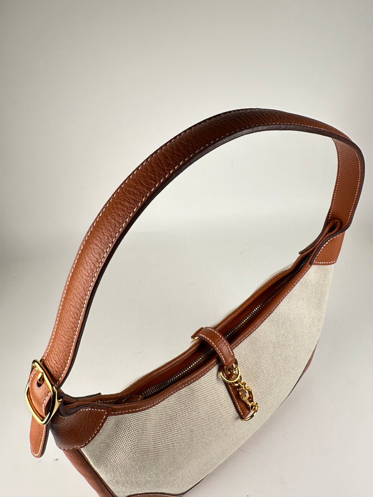 Hermes Toile Courchevel Trim II 31 Gold Hobo Bag