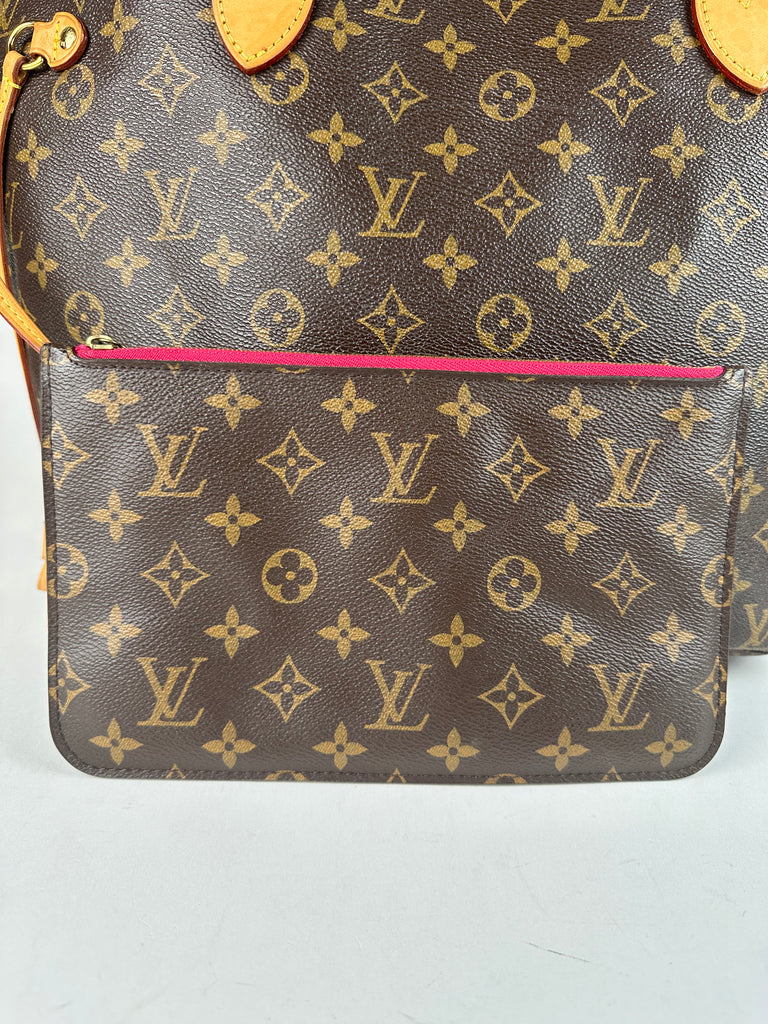 Louis Vuitton Monogram Neverfull MM  With Pouch Peony Interior