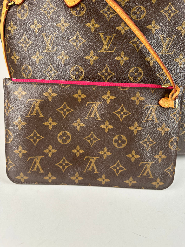 Louis Vuitton Monogram Neverfull MM  With Pouch Peony Interior