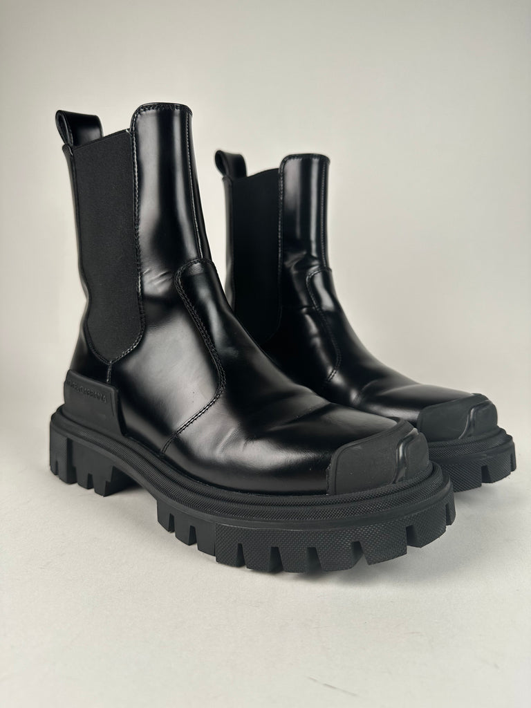 Dolce & Gabbana Calfskin Ankle Boot Rubber Sole Size 38EU