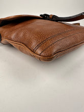 Load image into Gallery viewer, Burberry Haymarket Check Tumbled Leather Crossbody Messenger Caramel Brown