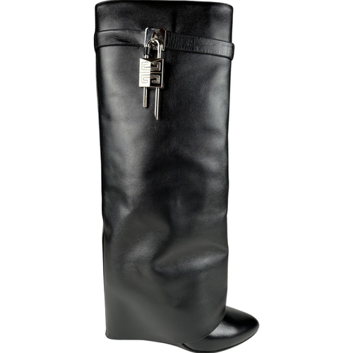 Givenchy Shark Lock Tall Boots Black Leather Size 42EU