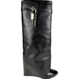 Givenchy Shark Lock Tall Boots Black Leather Size 42EU