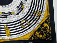 Load image into Gallery viewer, Hermes Dies Et Hore 90cm Silk Scarf Black White Gold