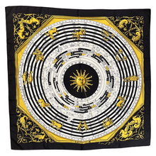 Load image into Gallery viewer, Hermes Dies Et Hore 90cm Silk Scarf Black White Gold