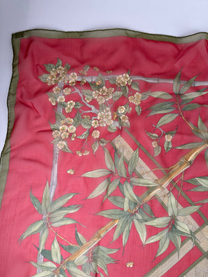 Hermes Serenite Silk Sheer Scarf Red Green 90cm