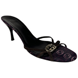 Gucci Vintage GG Logo Sandal Pump Chocolate Brown Size 11B