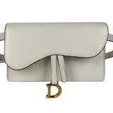 Dior Grained Calfskin Saddle Belt Pouch White