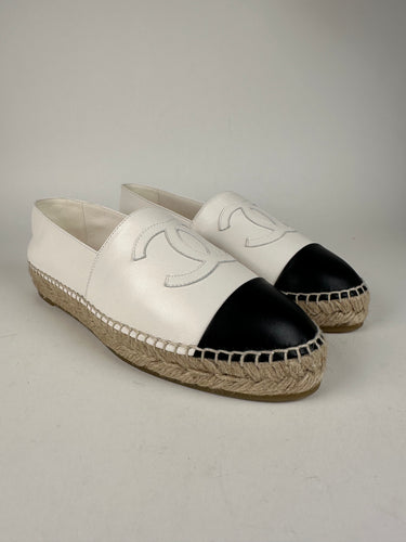 Chanel Lambskin Espadrilles size 39EU White Black Toe