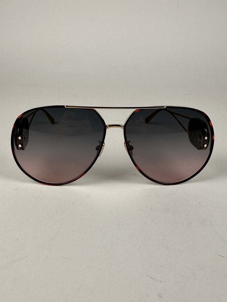 Dior Brow Bar Aviator Sunglasses Tortoise Shell Gold