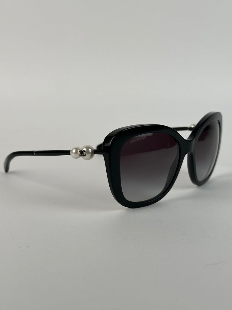 Chanel Acetate Butterfly Winter Pearl Sunglasses 5339-H Black Sunglasses
