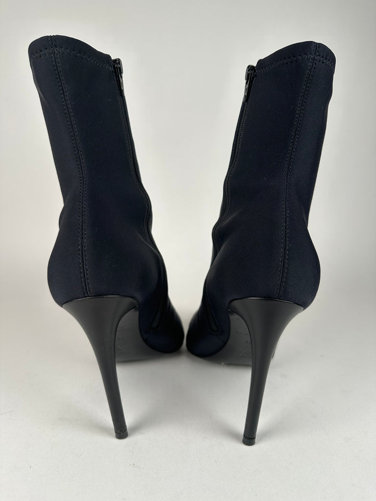 Louis Vuitton Cherie Fabric Heeled Ankle Boots Monogram Black Size 38EU