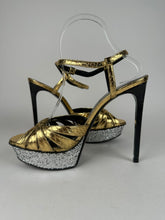 Load image into Gallery viewer, Saint Laurent Metallic Tribute 105 Platform Sandal Gold/Silver Size 39.5EU
