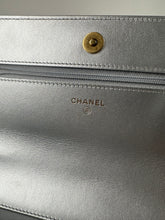 Load image into Gallery viewer, Chanel Metallic Goatskin Quilted 19 Wallet On Chain WOC Silver