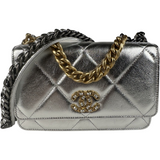 Chanel Metallic Goatskin Quilted 19 Wallet On Chain WOC Silver