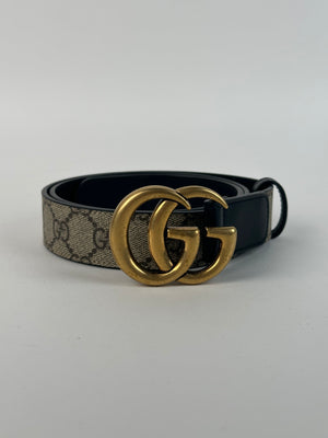 Gucci GG Logo Marmont Thin Belt Supreme Canvas Black 85cm/34in