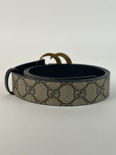 Load image into Gallery viewer, Gucci GG Logo Marmont Thin Belt Supreme Canvas Black 85cm/34in