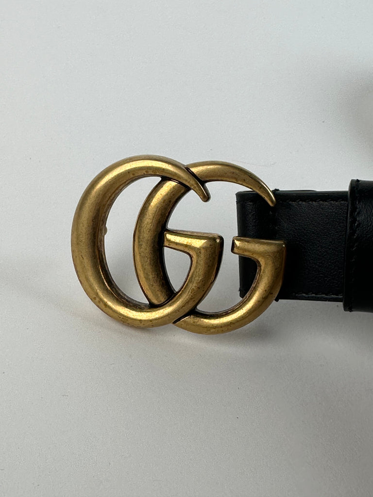 Gucci GG Logo Marmont Thin Belt Supreme Canvas Black 85cm/34in