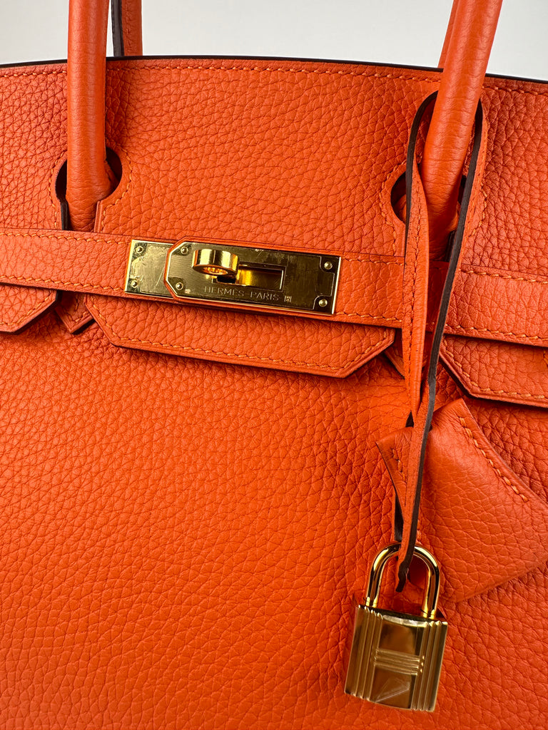 Hermes Birkin 30 Orange Clemence Leather GHW