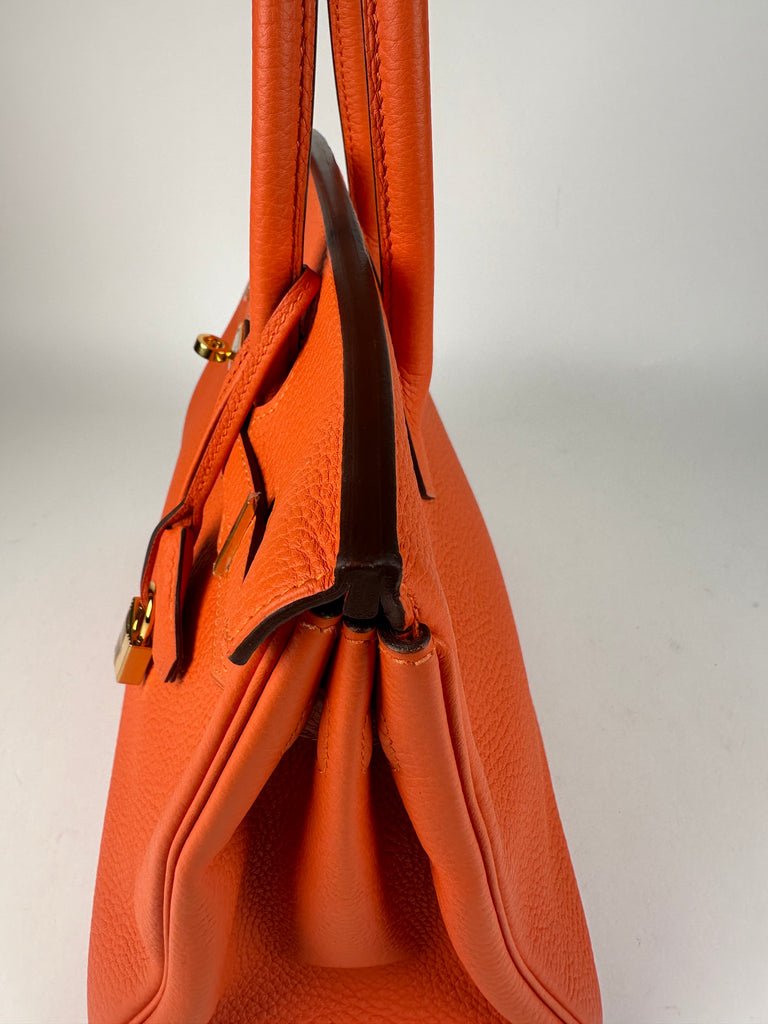 Hermes Birkin 30 Orange Clemence Leather GHW