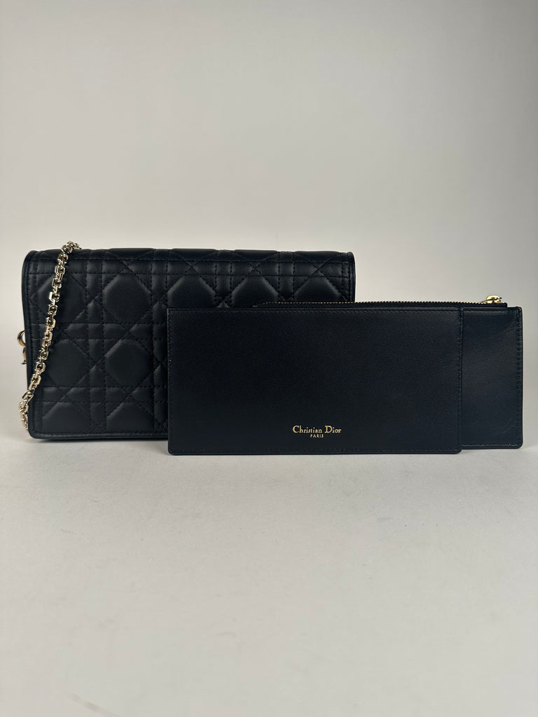 Dior Lambskin Cannage Lady Dior Pouch Black