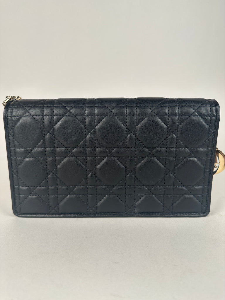 Dior Lambskin Cannage Lady Dior Pouch Black