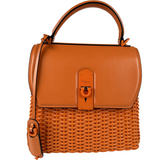 Salvatore Ferragamo Smooth Calfskin Woven Small Boxyz Orange