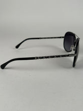 Load image into Gallery viewer, Chanel Aviator Style Sunglasses With Chain And Leather Accents Black Ruthenium