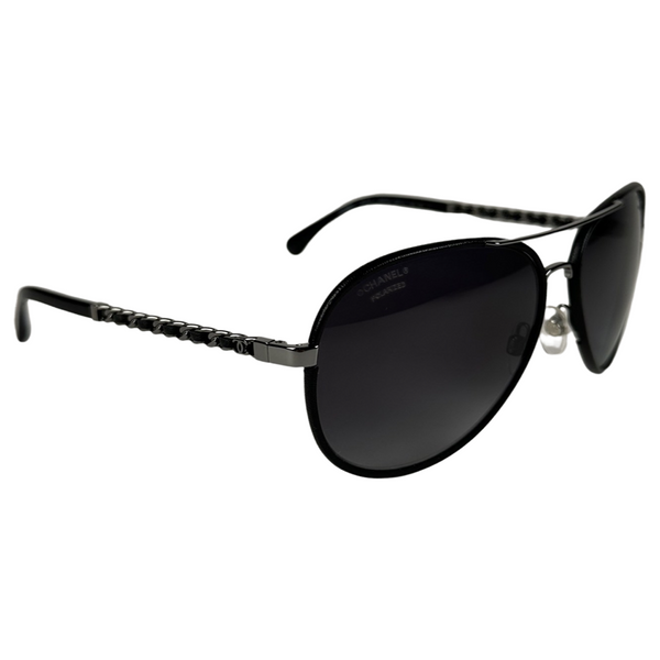 Chanel aviator sunglasses black sale