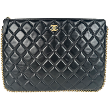 Load image into Gallery viewer, Chanel Calfskin Quilted Chain Around Cosmetic O-Case Clutch Black