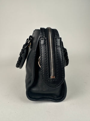 Balenciaga Front Plate Flat Studs Leather Mini City Bag Black