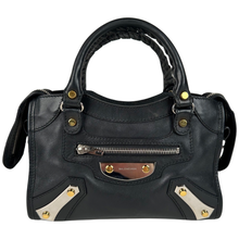 Load image into Gallery viewer, Balenciaga Front Plate Flat Studs Leather Mini City Bag Black