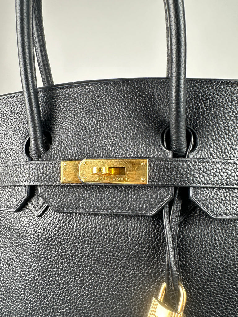 Hermes Birkin 35 Taurillon Clemence Leather Black Gold Hardware