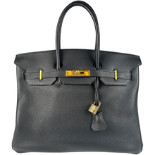 Load image into Gallery viewer, Hermes Birkin 35 Taurillon Clemence Leather Black Gold Hardware