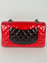 Load image into Gallery viewer, Chanel Patent Leather Medium Classic Double Flap Red Black