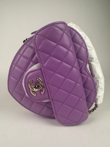 Chanel Lambskin Quilted CC in Love Heart Bag Purple