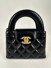 Load image into Gallery viewer, Chanel Shiny Aged Calfskin Quilted Mini Nano Kelly Top Handle Black