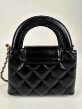 Load image into Gallery viewer, Chanel Shiny Aged Calfskin Quilted Mini Nano Kelly Top Handle Black