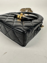 Load image into Gallery viewer, Chanel Shiny Aged Calfskin Quilted Mini Nano Kelly Top Handle Black