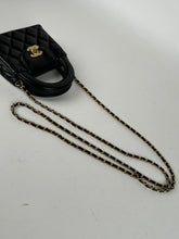 Load image into Gallery viewer, Chanel Shiny Aged Calfskin Quilted Mini Nano Kelly Top Handle Black