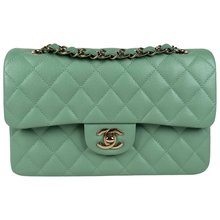 Load image into Gallery viewer, Chanel Caviar Quilted Small Classic Double Flap 23P Green