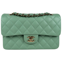 Load image into Gallery viewer, Chanel Caviar Quilted Small Classic Double Flap 23P Green