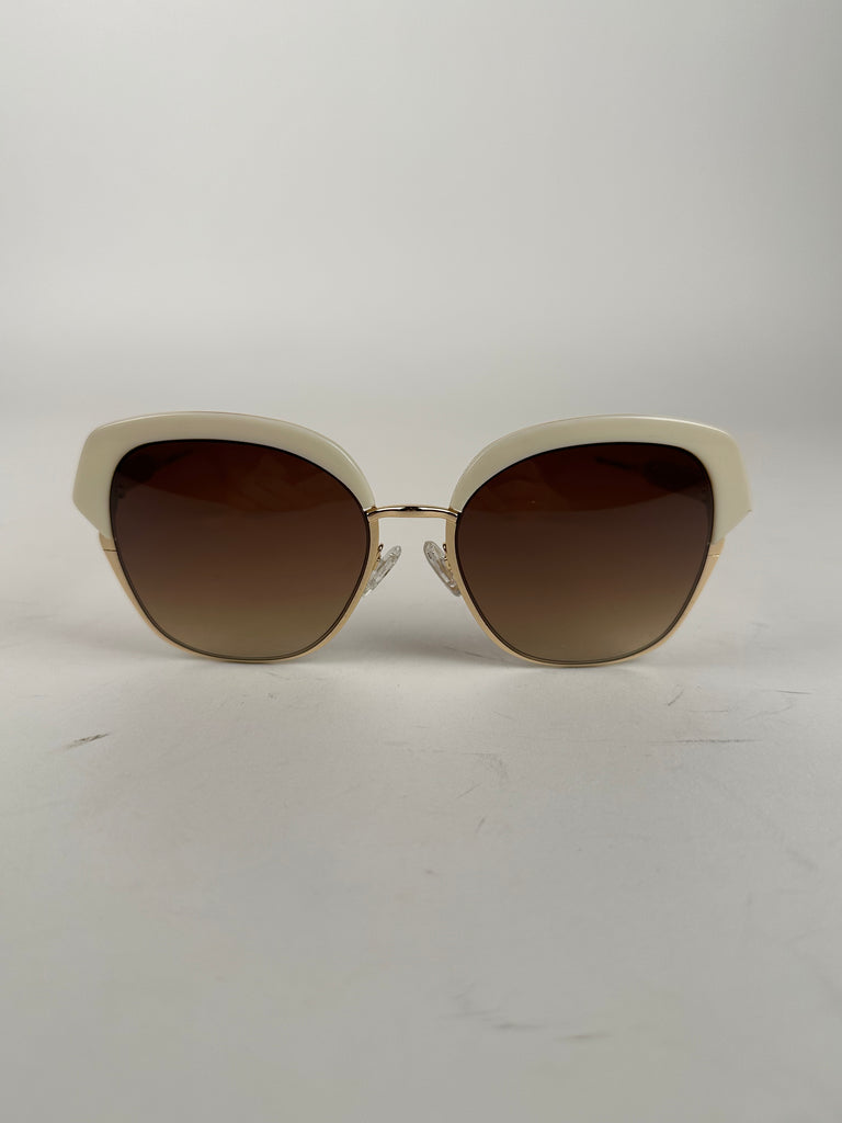 Balmain Gold and White Cat Eye Style Sunglasses