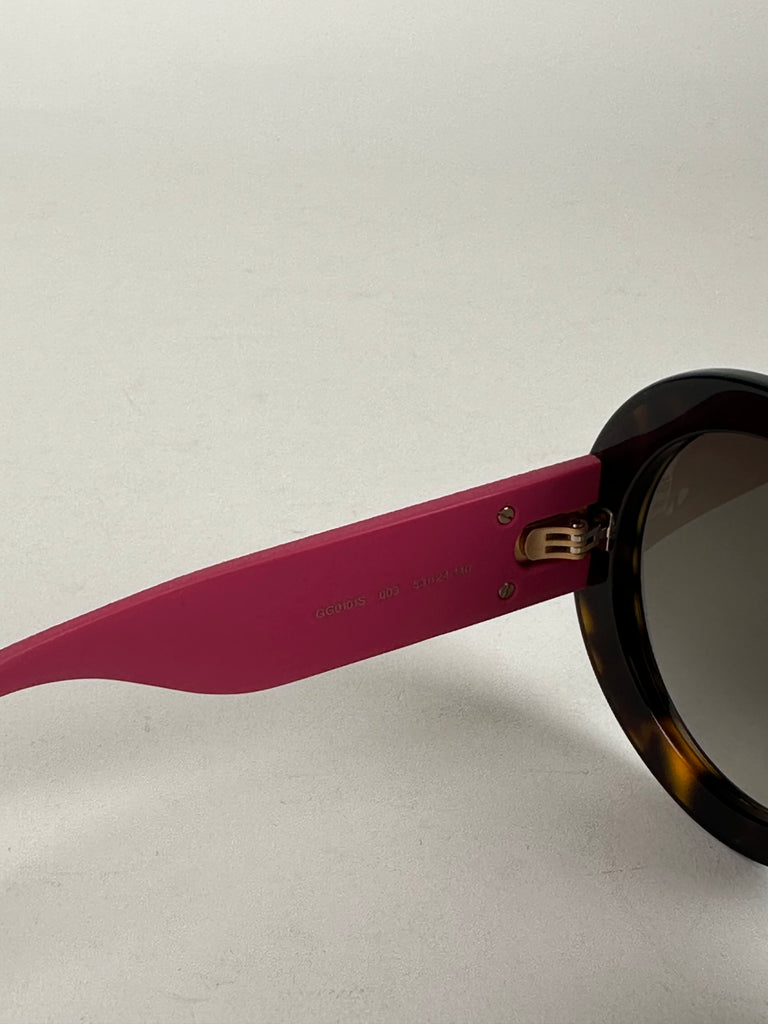 Gucci Round Glitter Pink Tortoiseshell Pattern Sunglasses